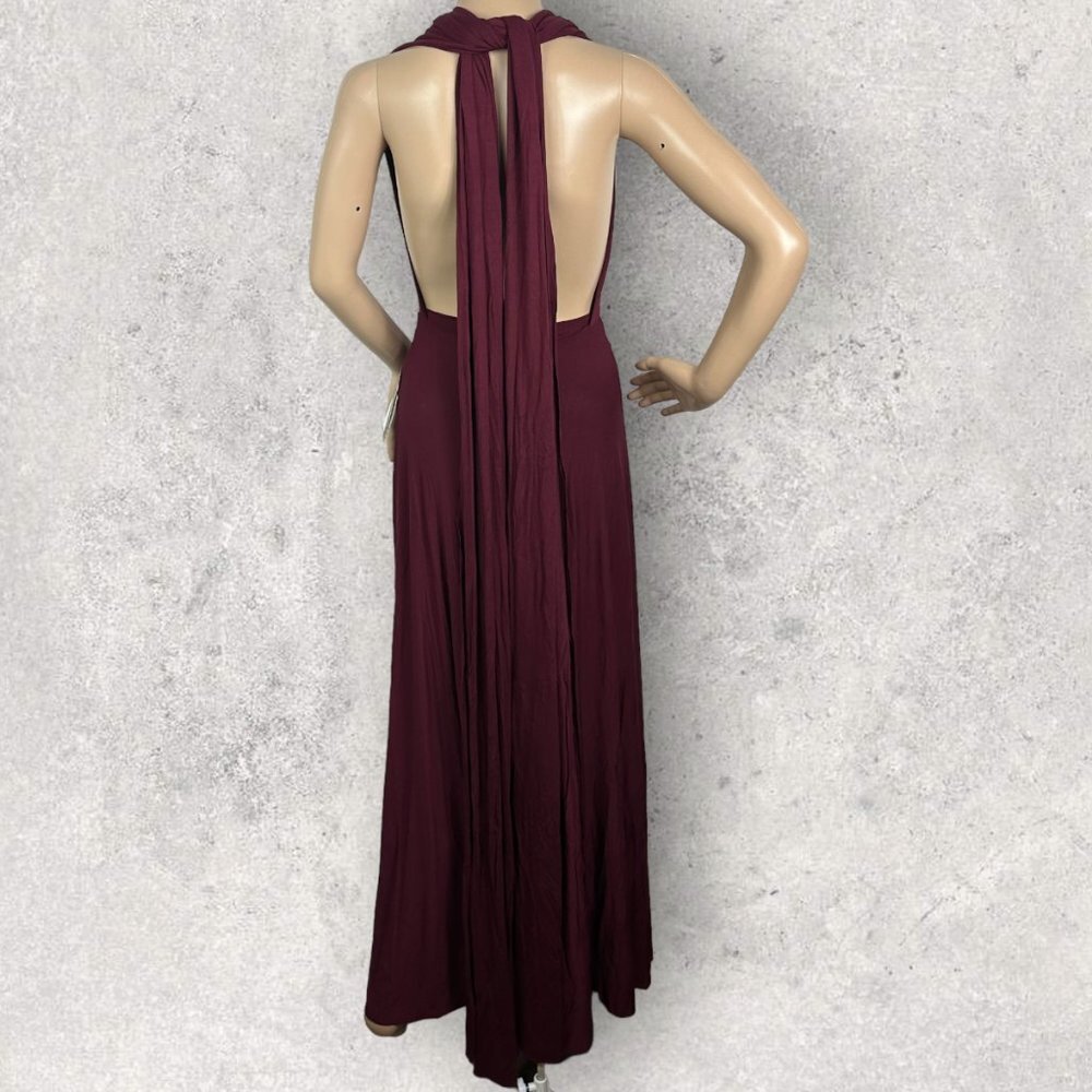 Lulus Convertible Maxi Dress Bugundy Tricks of Trade Size XS Bridesmaid Boho NWT - Picture 6 of 11